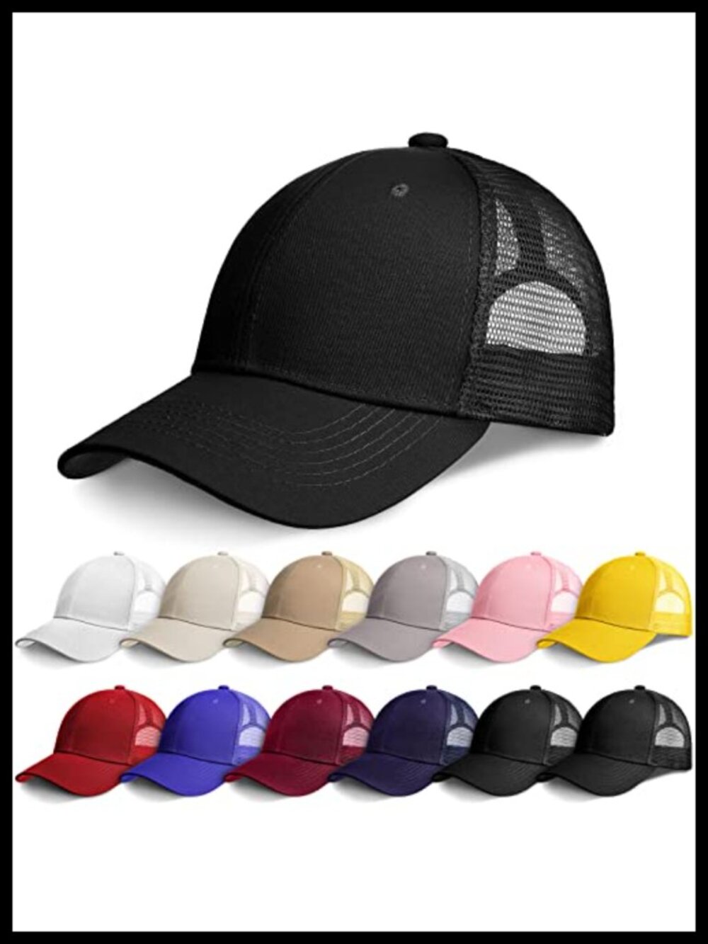 12 Pack Blank Trucker Hat Cotton Polyester Mesh Snapback Adjustable Baseball Cap